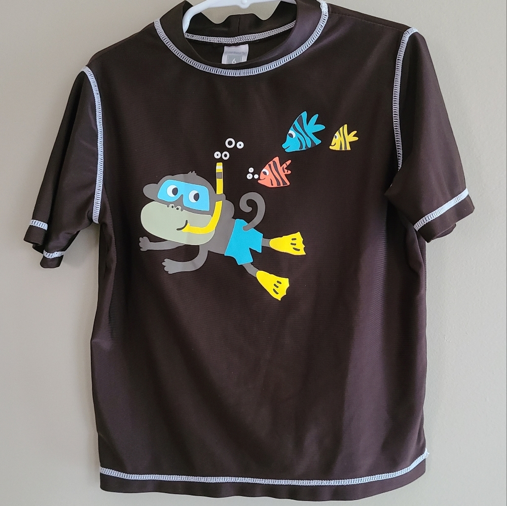 Dark brown rashguard swimsuit top